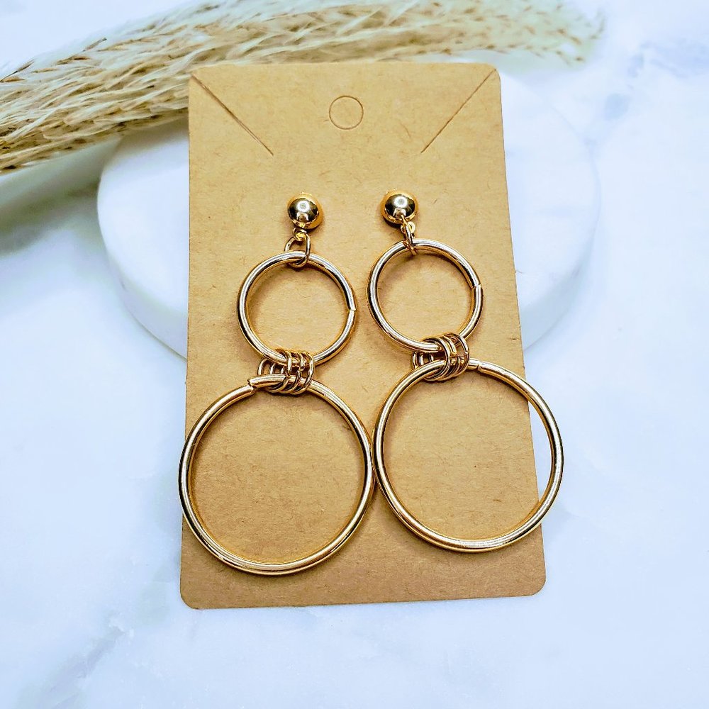 5 for $25 Gold Color Geometric Statement Earrings - Picture 5 of 8